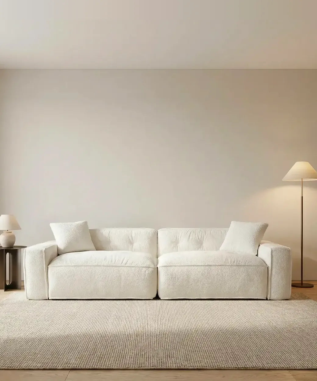Bandama en tono neutro con diseño suave y líneas sencillas que aporta un ambiente sereno y contemporáneo