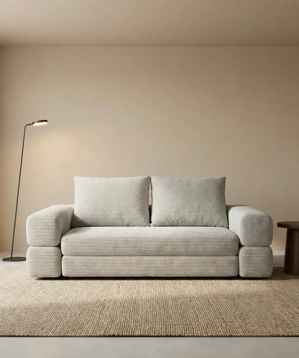 Bentayga en tono neutro con diseño acolchado y textura acanalada que aporta un estilo moderno y relajado