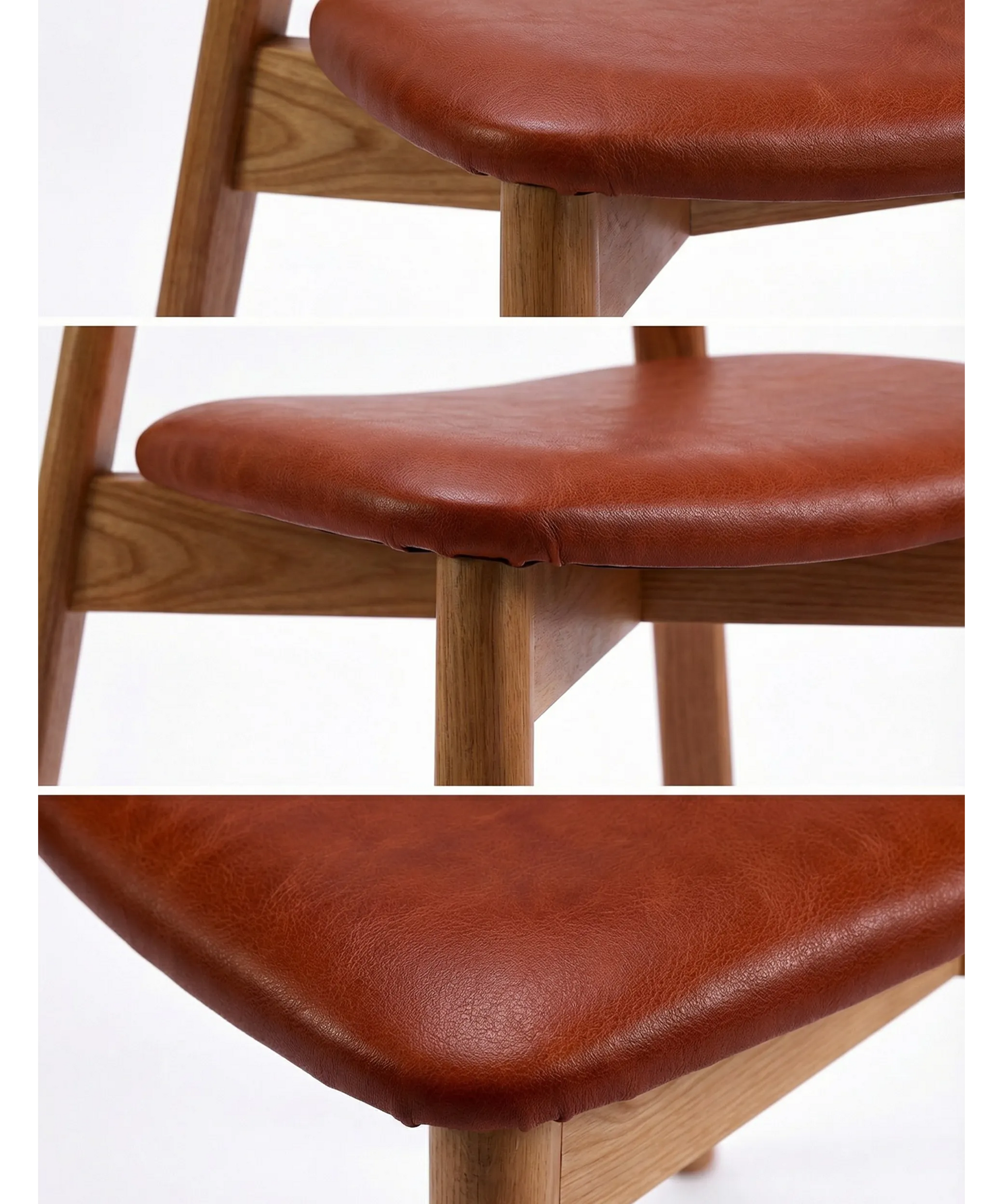 Silla Magarza en madera de fresno con asiento tapizado en tono café, diseño contemporáneo y elegancia natural.