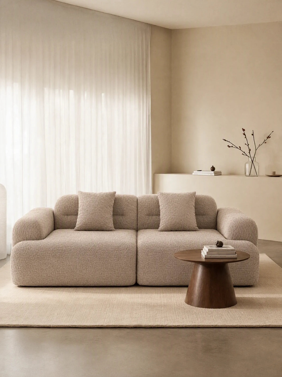Sofá modular Haría 220 cm en tela soft beige