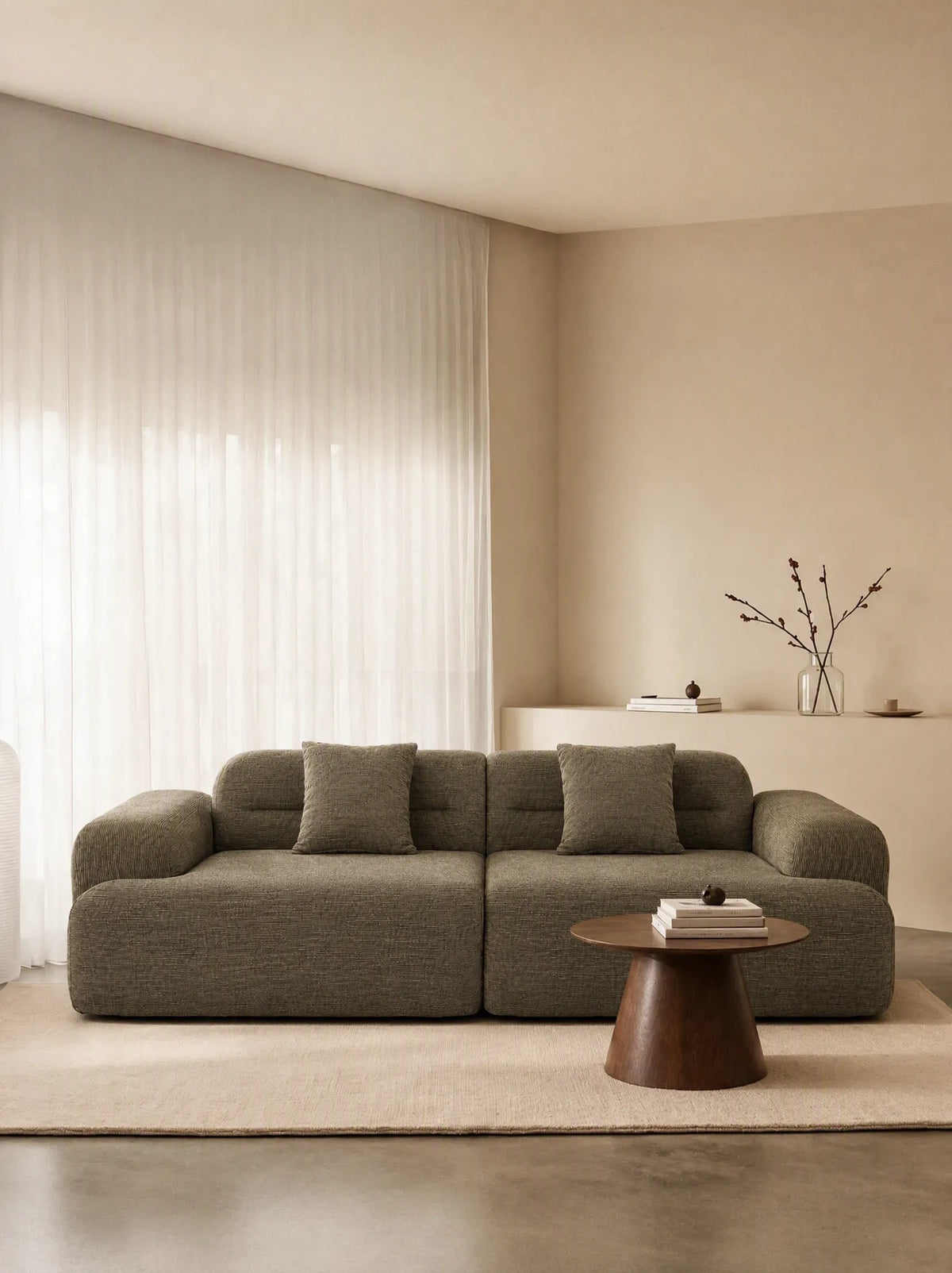 Sofá modular Haría 220 cm en tela soft verde