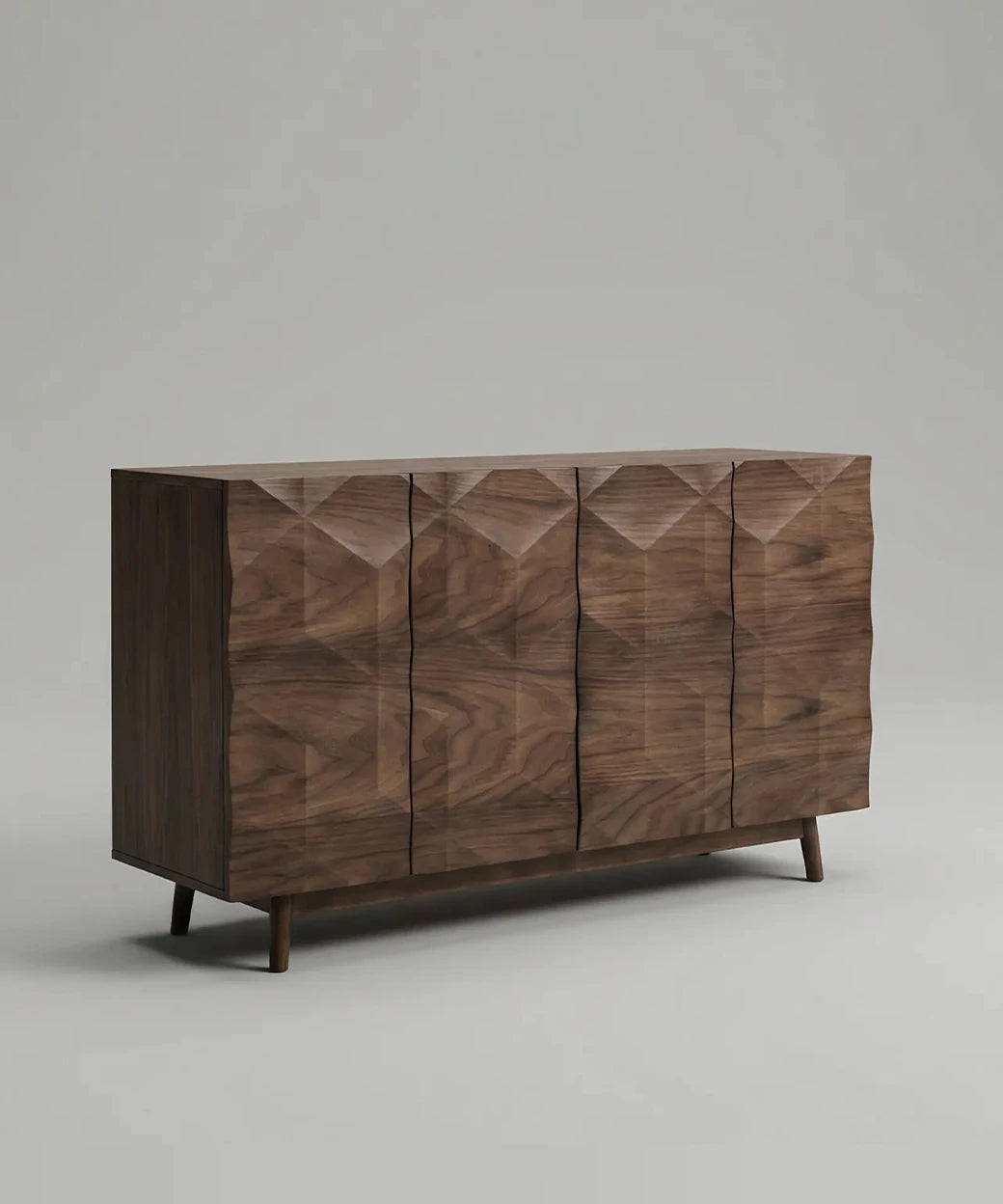 Majona (150 cm) en madera con textura facetada que aporta un estilo contemporáneo y sofisticado a interiores modernos