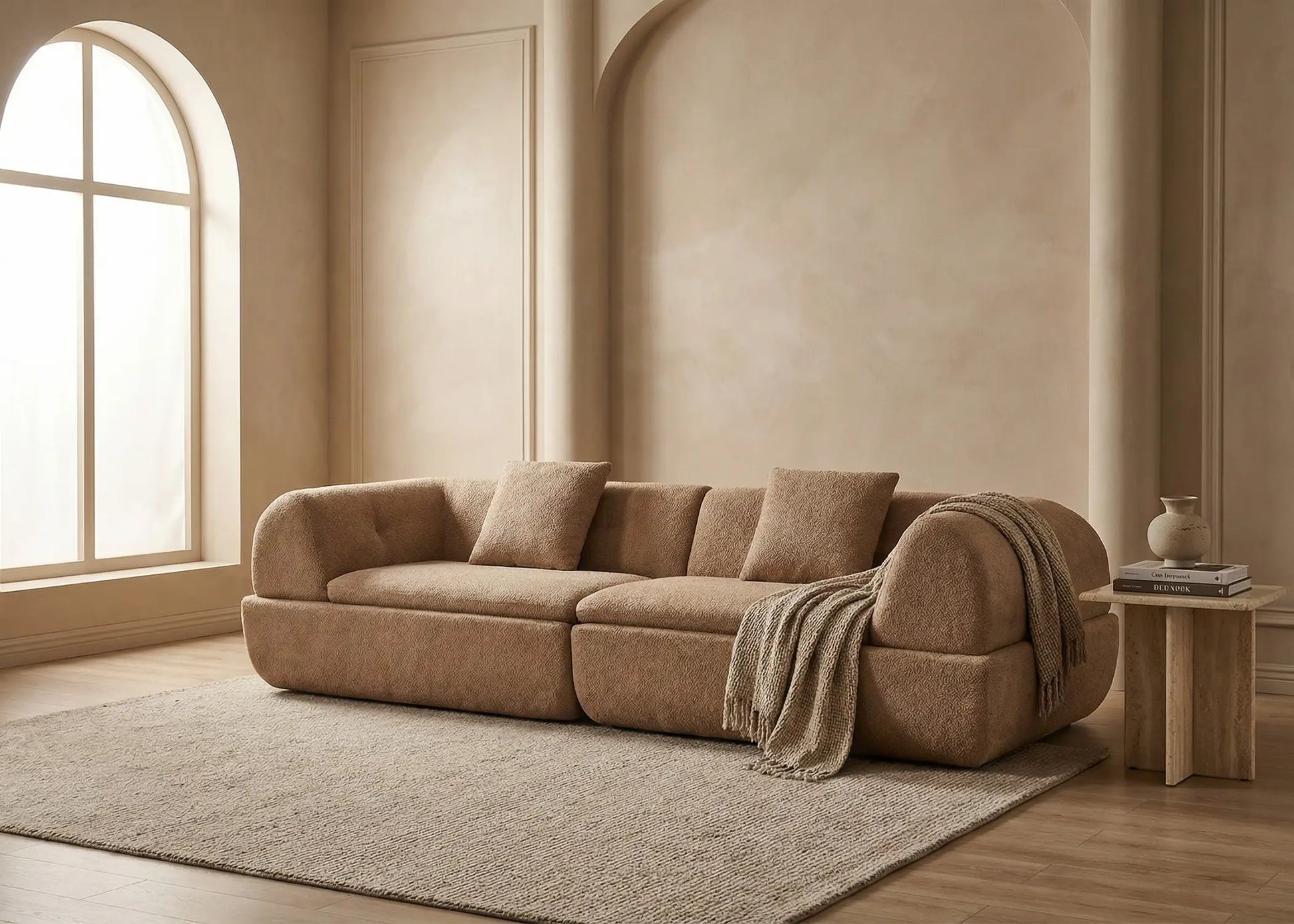 Sofa Navio Tela Beige Oscura