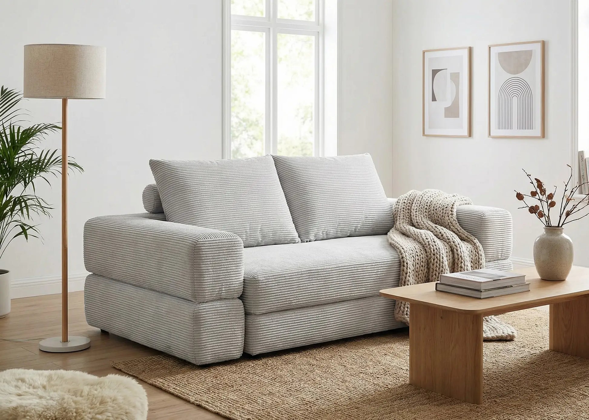 Sofá modular Bentayga en tono claro con diseño flexible y sin estructura rígida, ideal para espacios modernos y confortables