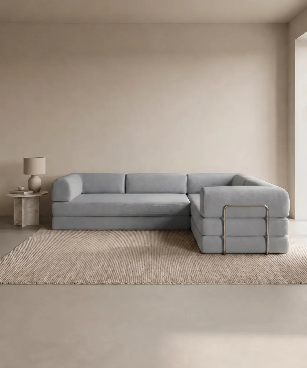 Taburiente Chaise Longue (300x180cm) en tono gris suave con diseño contemporáneo para salones modernos en Canarias