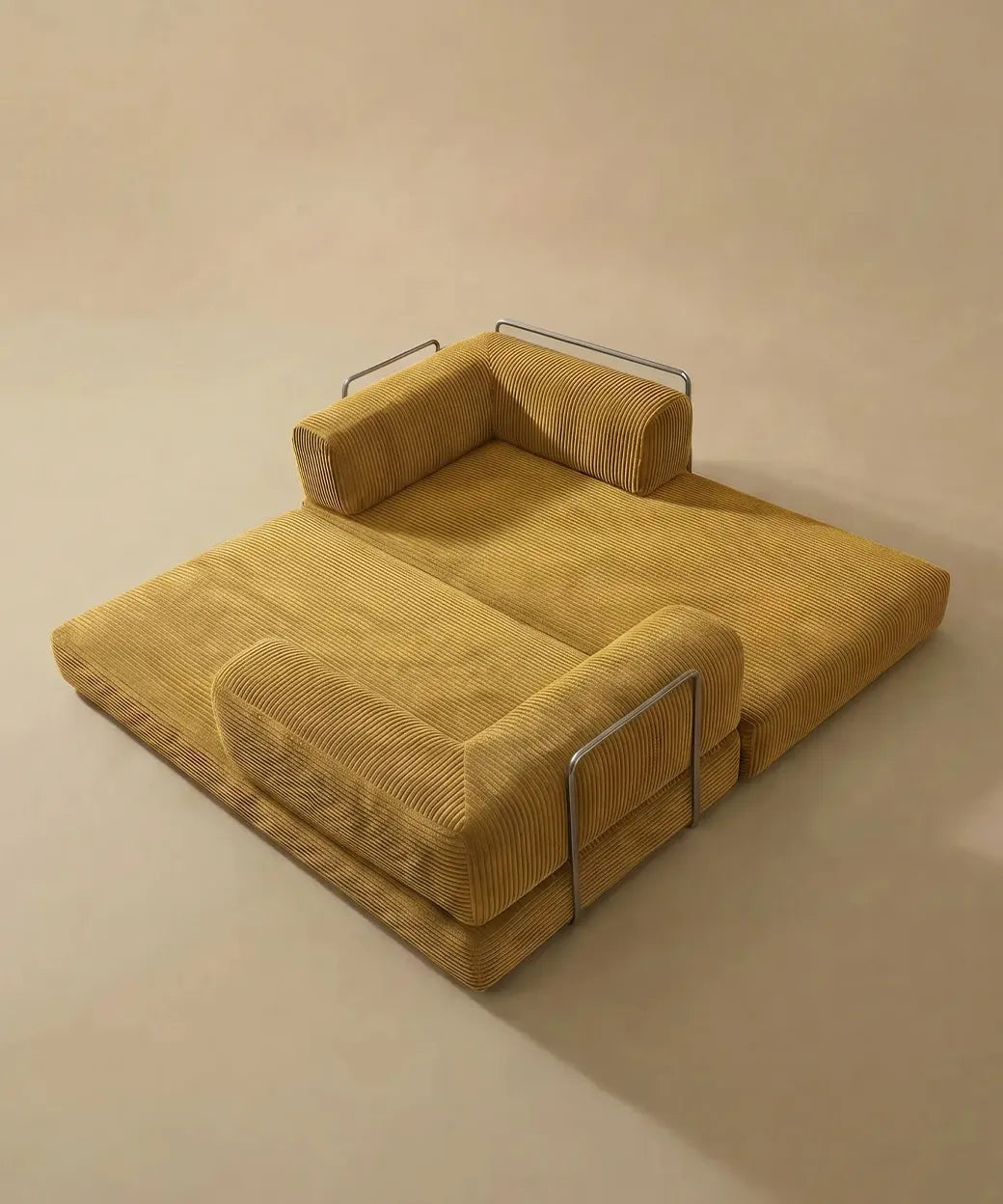 Taburiente (180 cm) en tono mostaza con tapizado de pana acanalada y diseño modular para espacios modernos en Canarias