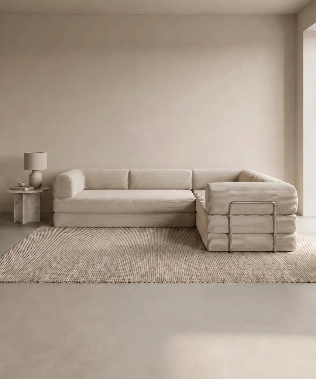 Taburiente Chaise Longue (300x180cm) en tono blanco con diseño moderno y estructura metálica para salones actuales en Canarias