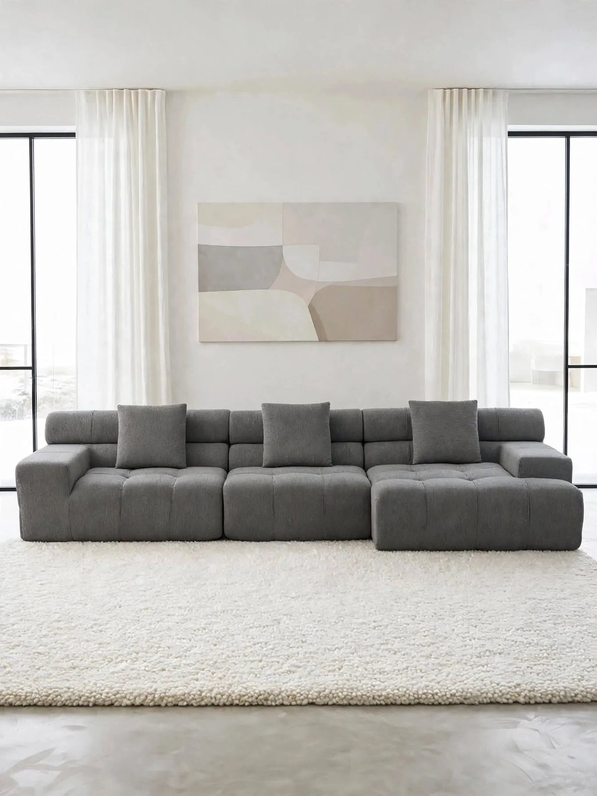 Sofá Amagro chaise longue derecha Tweed Gris Oscuro