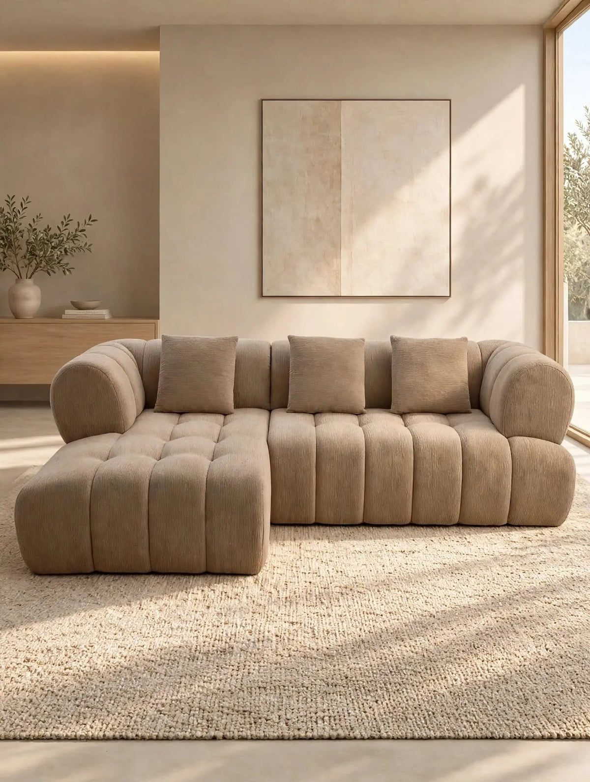 Sofá Famara chaise longue izquierda Tweed Marrón claro