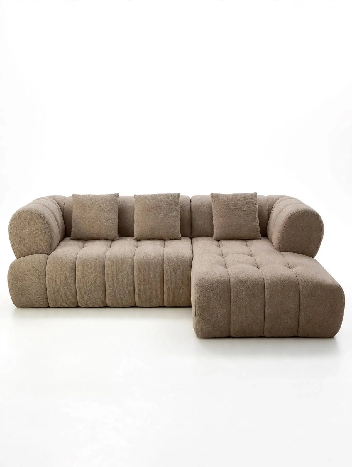 Sofá Famara chaise longue derecha Tweed Marrón claro