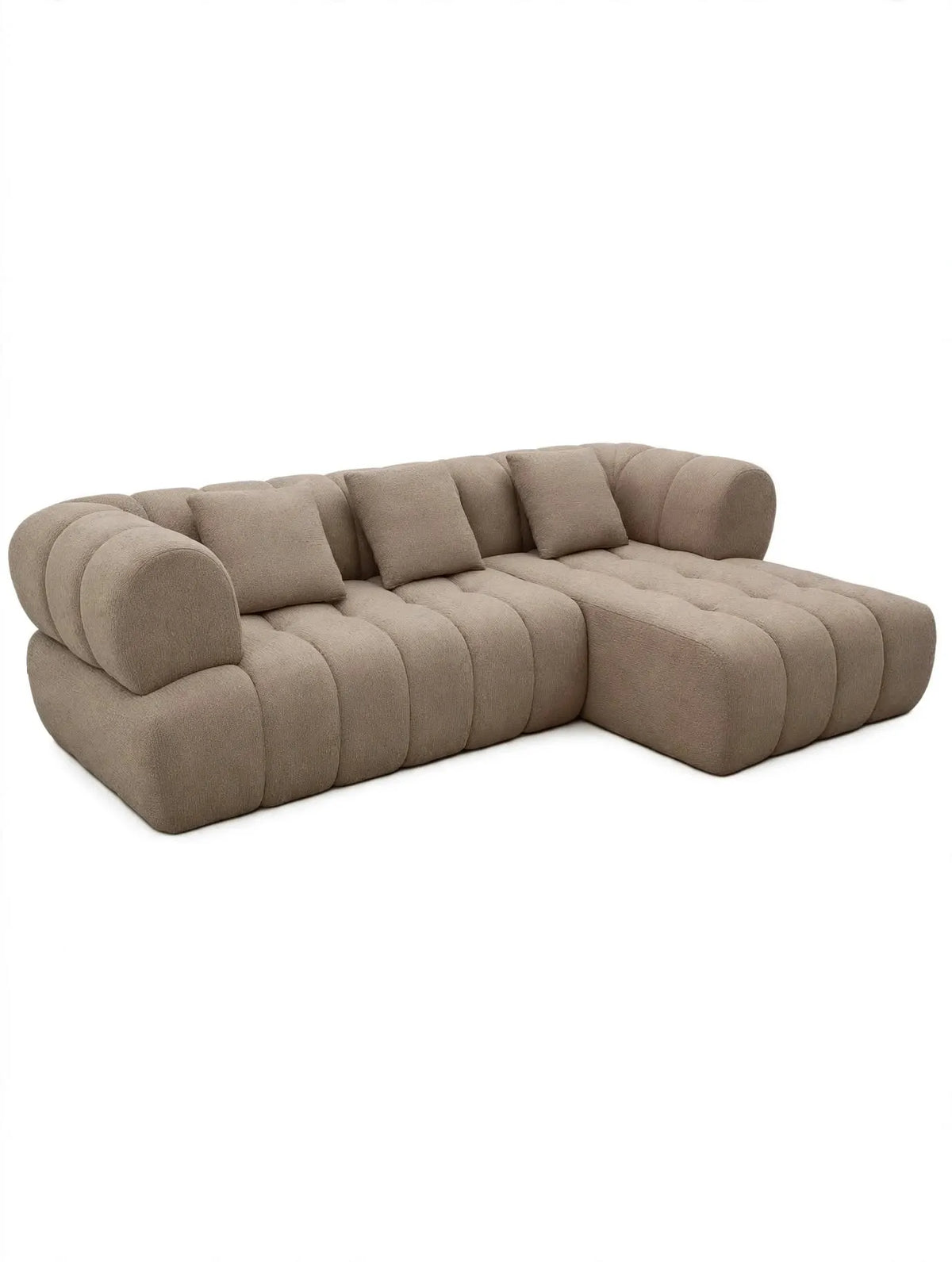 Sofá Famara chaise longue derecha Tweed Marrón claro