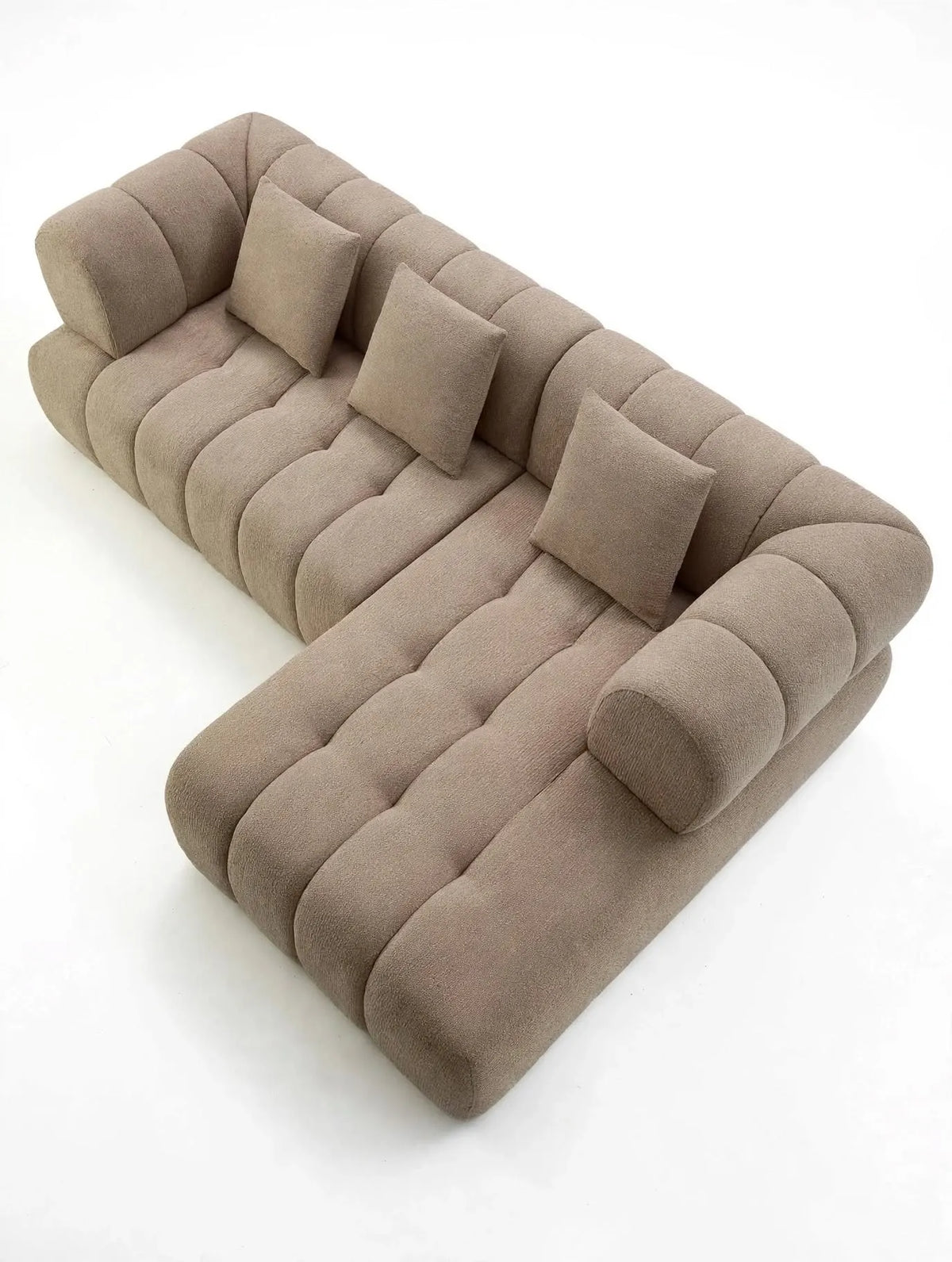 Sofá Famara chaise longue derecha Tweed Marrón claro